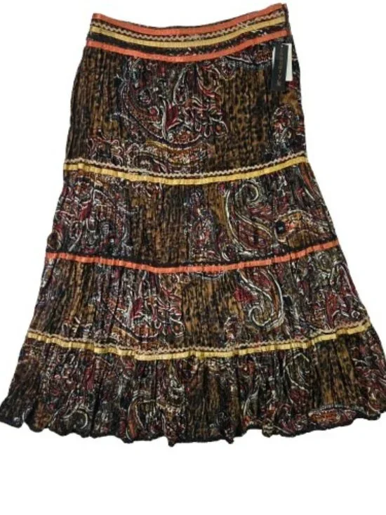 Vtg NWT Velvet Maxi Skirt M Animal Print Paisley Whimsigoth Fairy Grunge Y2K 90s - Picture 2 of 7